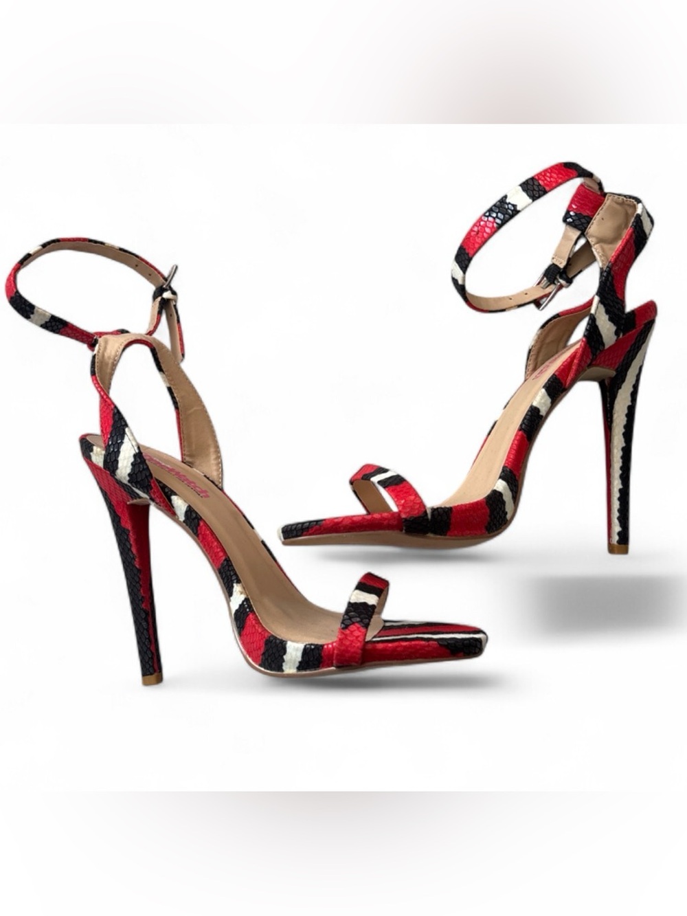 VERITY Snake Skin ankle strap stiletto